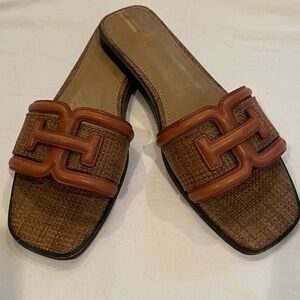 Brown Woven Slide Sandals